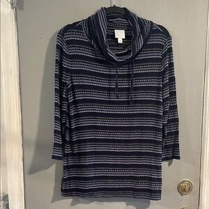 Sunday Striped Turtleneck Tunic Sweater M‎